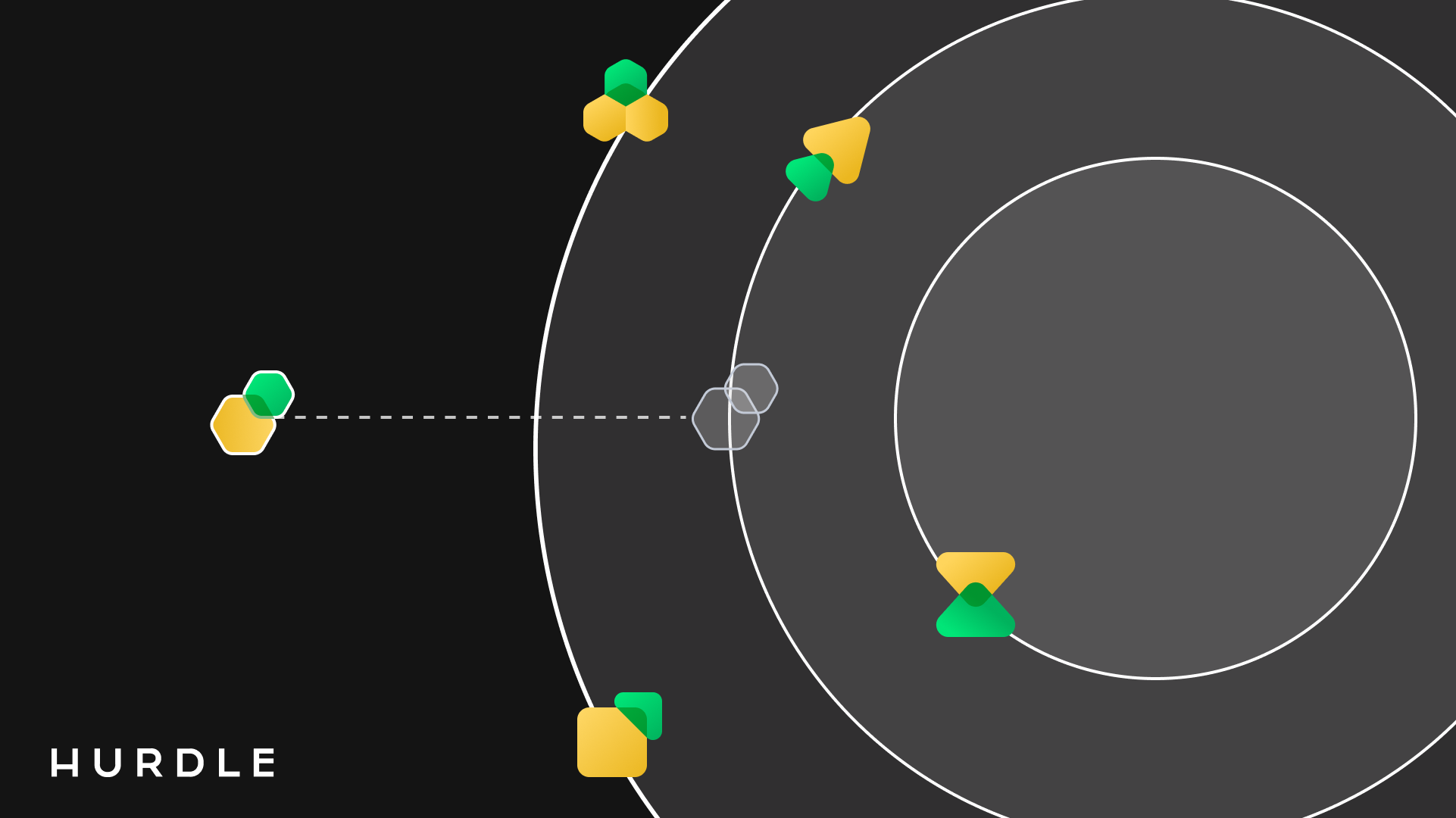 Image shows Hurdle.bio's logo surronding by iconography for their diagnpostic management system